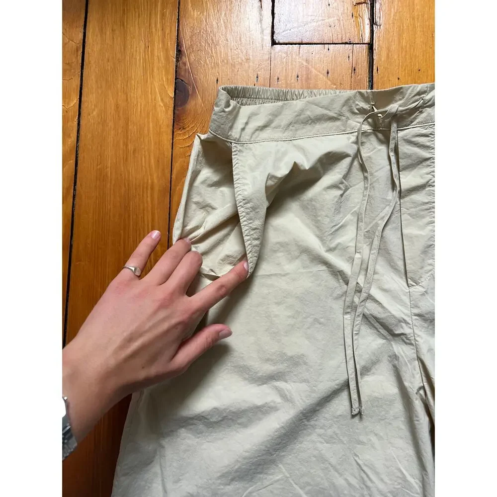 Donni Women's Nylon Cargo Pants Wide Leg Trousers Beige Cream Large - Picture 4 of 6